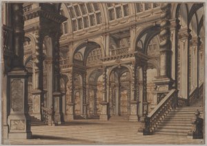 Monumentální klenutý sál se schodištěm od Giuseppe Galli Bibiena