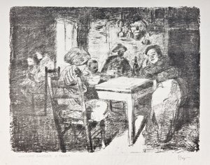 U stolu, kolem roku 1907 (litho)