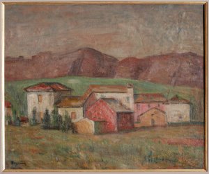 Vesnice na úpatí hor (olej na plátně) od Giuseppe Graziosi