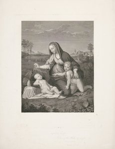 Marie s dítětem a mladý Jan Křtitel v krajině Madonna del Velo od Giuseppe Longhi