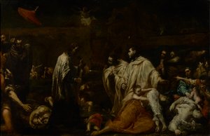 Blahoslavený Bernard Tolomei se přimlouvá za zastavení moru v Sieně, kolem roku 1735 (olej na mědi) od Giuseppe Maria Crespi
