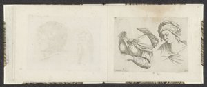 Horní část těla ženy a poprsí ženy Příklady kreslení (název série) Mitelli hlubotisk (název série) od Giuseppe Maria Mitelli