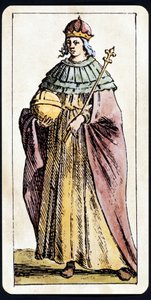 Papesse Jeanne zobrazená na rukopisu hry Tarot od C.M.Mitelliho od Giuseppe Maria Mitelli