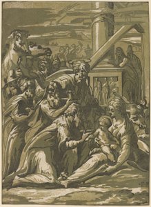 Klanění tří králů od Giuseppe Nicolo Vicentino, after Parmigianino