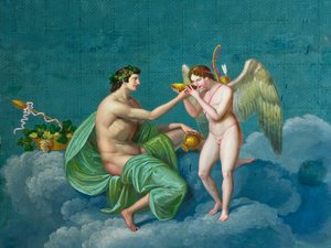 Bakchus a Cupid, kolem roku 1830 (freska)