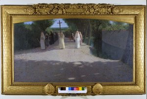 Průvod. Obraz Giovanni Pellizza da Volpedo (1868-1907) od Giuseppe Pellizza da Volpedo