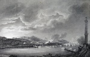 Bombardování Janova anglickou flotilou, 25. května 1800, ocelorytina z kresby Giuseppe Pietro Bagetti (1764-1831), Paříž