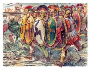 Starověké Řecko: hoplíté, pěchota, těžké zbraně - Ancient greece: hoplites - Illustration by Giuseppe Rava od Giuseppe Rava