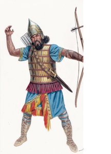 Antiquite: Asyrský těžký lučištník - Asyrský těžký lučištník - Ilustrace Giuseppe Rava od Giuseppe Rava
