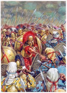 Bitva u Thermopyl: (Perské války/Bitva u Thermopyl 480 př. n. l. - (Spartský král Leonidas a jeho muži padli v bitvě) - Ilustrace Giusep