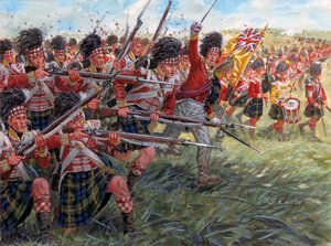 První říše: Skotská pěchota v bitvě u Waterloo od Giuseppe Rava