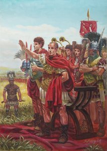 Jules Cesar zdraví svou vítěznou armádu od Giuseppe Rava