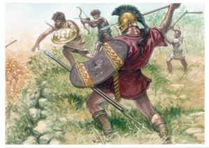 Makedonské království: vojáci lehké pěchoty - Makedonie (starověké království): vojáci lehké pěchoty - Ilustrace Giuseppe Rava od Giuseppe Rava