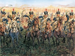 Napoleonské války: anglická kavalerie útočí Ilustrace Giuseppe Rava od Giuseppe Rava