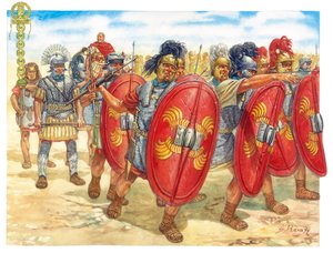 Římská antika (republika): skupina římských legionářů - Římská republika: římští legionáři - Ilustrace Giuseppe Rava od Giuseppe Rava