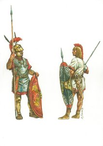 Římský triarius a Hannibalův hispánský fotbalový voják od Giuseppe Rava