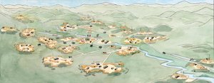 Indočínská válka: První válka v Indočíně: plán bitvy u Dien Bien Phu (Dien-Bien-Phu) mezi francouzskou a vietnamskou armádou od listopadu 1953 do května 1954 - První válka v Indočíně: mapa bitvy u Dien Bien Phu mezi Francouzskou dálněvýchodní expedicí Fran