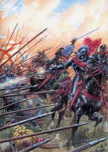 Náboženské války: Bitva u Ivry 14. března 1590 přinesla vítězství královské armády nad Katolickou ligou - Bitva u Ivry, která se slavila 14. března 1590 během francouzských náboženských válek - Ilustrace Giuseppe Rava od Giuseppe Rava
