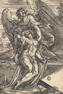 Mrtvý Kristus podporovaný andělem, 1582.