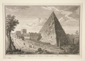 Hrobová pyramida Cajo Cestio, poblíž Porta S. Paolo (Pyramida Gaia Cestia) od Giuseppe Vasi