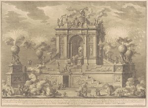 Prima Macchina pro Čínu z roku 1767: Triumfální oblouk s Farnese Herkulesem od Giuseppe Vasi, after Giuseppe Palazzi, after Paolo Posi