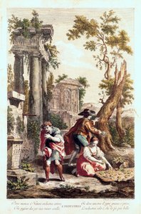 Alegorické zobrazení průmyslu. Kresba Giuseppe Zocchi (1711-1767) 18. století.