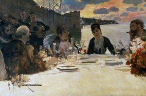 Oběd v Posillipu, kolem roku 1879 (olej na plátně) od Giuseppe or Joseph de Nittis