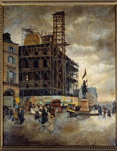 Place de pyramides stavba marsanského pavilonu (Paříž) v roce 1880. Obraz Guiseppe Nittis (1846-1884) Ec. Ital od Giuseppe or Joseph de Nittis
