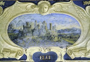Elci, ze série kartuší zobrazujících obrazy rezidencí ve vlastnictví Conte Pannochieschi d