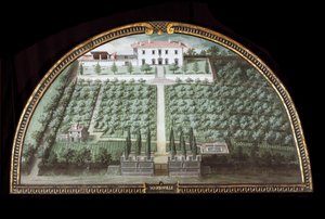 Pohled na Villa di Marignolle poblíž Florencie, Itálie (Tempera