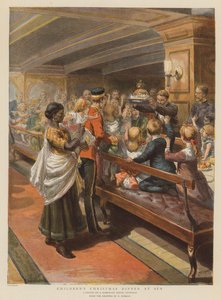 Dětská vánoční večeře u moře (chromolitho)