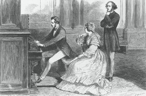 Princ Albert Saxe hrající před královnou Viktorií a Felixem Mendelssohnem Bartholdym (1809-1847), rytina