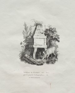 Sbírka litografických esejů: Fontána napodobující dřevoryt od Godefroy Engelmann