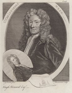Sir Christopher Wren, anglický architekt, a Hugh Howard, anglický umělec a sběratel (rytina)
