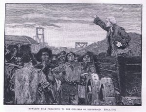 Rowland Hill káže havířům v Kingswoodu