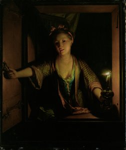 Dívka u okna (olej na desce) od Godfried Schalcken