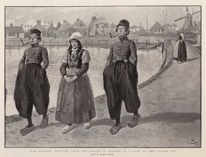 Její doprovod, návštěvníci z ostrova Marken v přístavu na Zuyder Zee od Gordon Frederick Browne