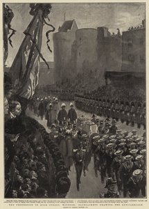 Průvod v High Street, Windsor, Bluejackets kreslící povoz zbraní od Gordon Frederick Browne