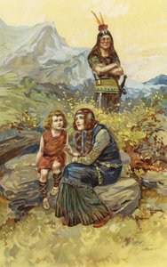 Vázanka a Olaf, její syn, seděli v ranním slunci (chromolitho) od Gordon Frederick Browne
