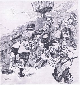 Smrt von Trompa 31. července 1653, ilustrace z britských bitev na souši a na moři, 1915 od Gordon Frederick Browne