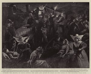 Získání srdcí svého lidu, král a královna Itálie na místě neštěstí poblíž Říma od Gordon Frederick Browne