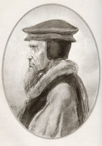 John Calvin, narozen jako Jehan Cauvin, z Živé biografie náboženských vůdců od Gordon Ross