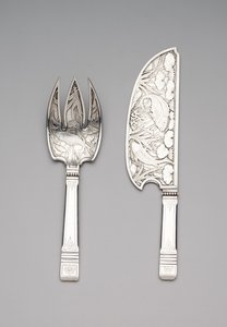 Rybí plátek a vidlička, cca 1870-80 (stříbrná)