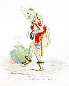Charles Gabriel Potier v roli prince Riqueta à la Houppe, kolem roku 1825 (barevné lito)