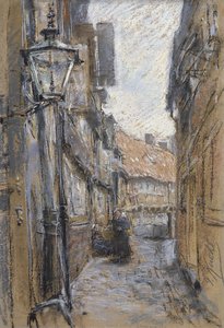 Ulice v Teilfeld, 1890 (pastel na kartě)