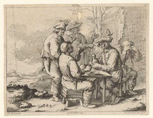 Pět farmářů u stolu pod širým nebem Venkovská pohoda (název série) od Gottlieb Friedrich Riedel