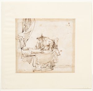 Učenec sedící u stolu, na němž leží velká kniha. od Govaert (attr. to) Flinck