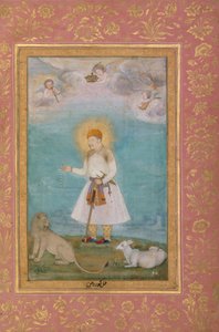 Akbar se lvem a teletem, kolem roku 1630