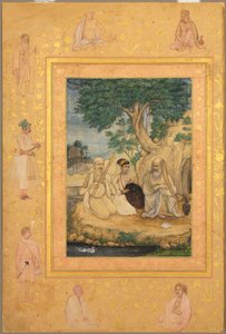 Stránka z alba Late Shah Jahan: Prince and Ascetics, c. 1630.
