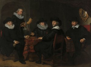 Čtyři guvernéři občanské gardy Arquebusiers, Amsterdam, 1642.